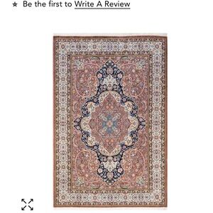 Cream and Blue Tapestry with Intricate Patterns